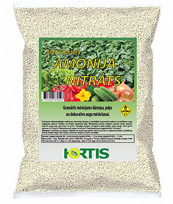 AMONIJA NITRĀTS granulēts slāpekļa mēslojums 2 kg HORTIS