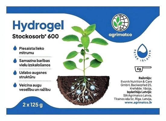 Hydrogel Stockosorb 600 augsnes mitruma regulētājs  2x125 g EVONIK 