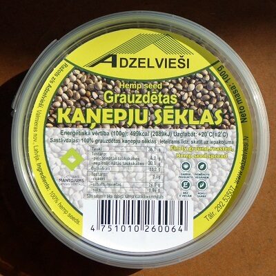 GRAUZDĒTAS KAŅEPJU SĒKLAS UZTURAM  100 g ADZELVIEŠI