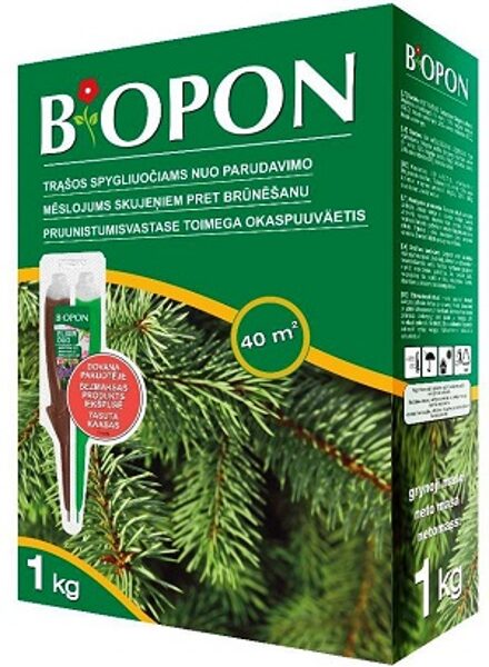 Granulēts mēslojums skujeņiem pret brūnēšanu 1 kg Bopon (Biopon)