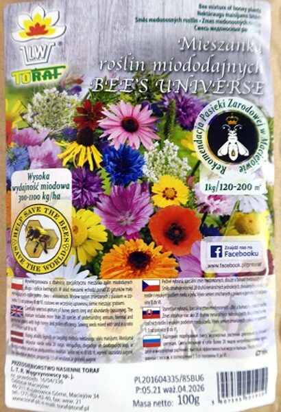 Savvaļas ziedu - nektāraugu maisījums bitēm BEE’S UNIVERSE  100 g TORAF