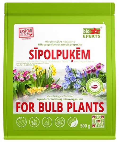 Mikrobioloģisks mēslojums SĪPOLPUĶĒM 500 g/ 5 kg augsnes 1 gab Bioefekts