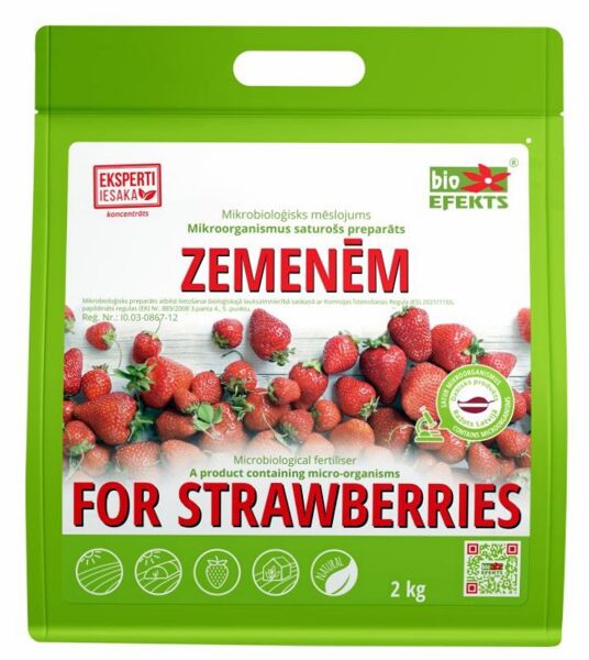Mikrobioloģisks mēslojums ZEMENĒM 2 kg/200 m2 1 gab Bioefekts