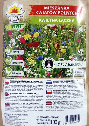 Savvaļas ziedu maisījums ZIEDU PĻAVA (1kg 100/200 m2) 100 g TORAF